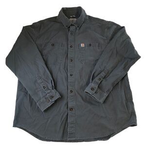 Carhartt Men’s Relaxed Fit Long Sleeve Button-Down Gray Shirt Size XL